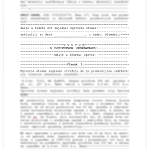 ugovor o doživotnom uzdržavanju primjer word